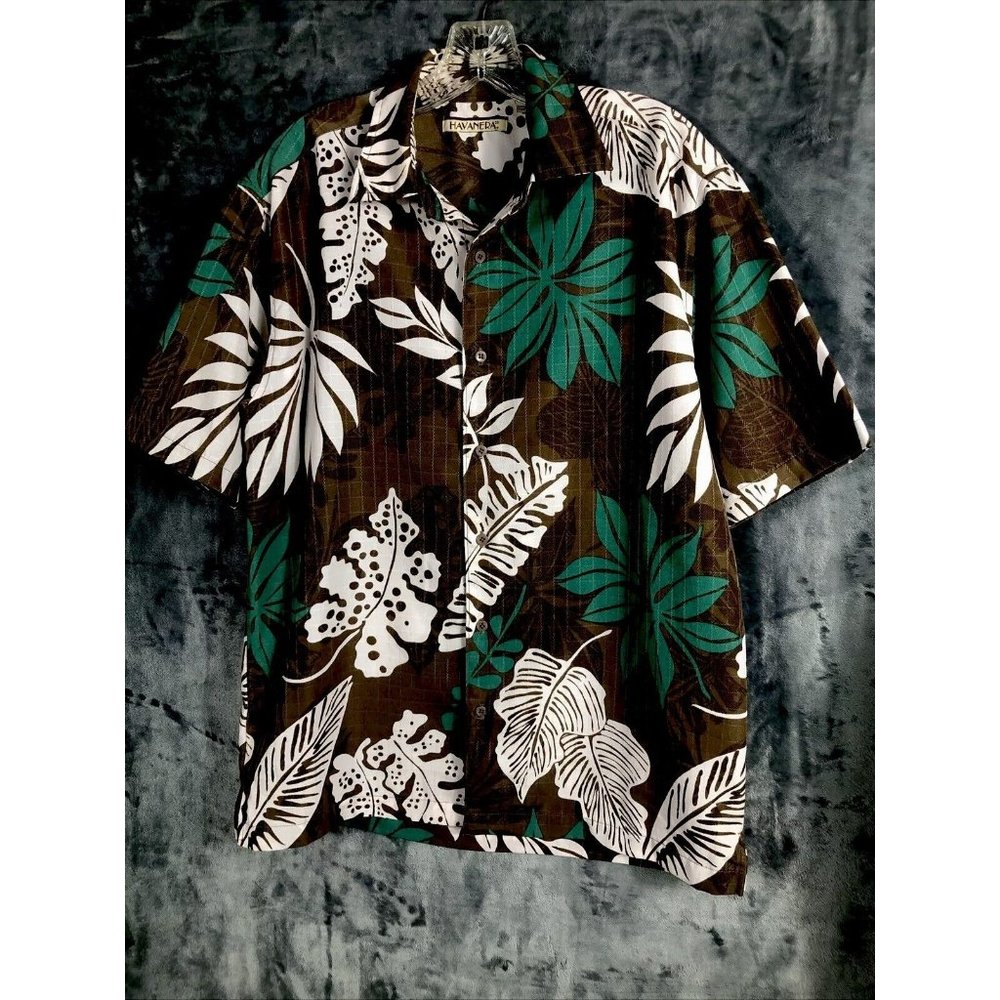 Havanera Hawaiian Shirt Men’s Floral Button Down Tropical Shirt Adult Medium - Picture 1 of 16